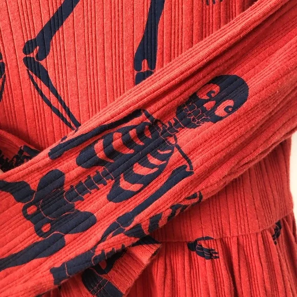 Mini Rodini Red Dress with Skeleton Design